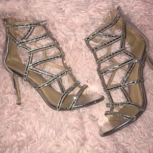 4in silver diamond heel